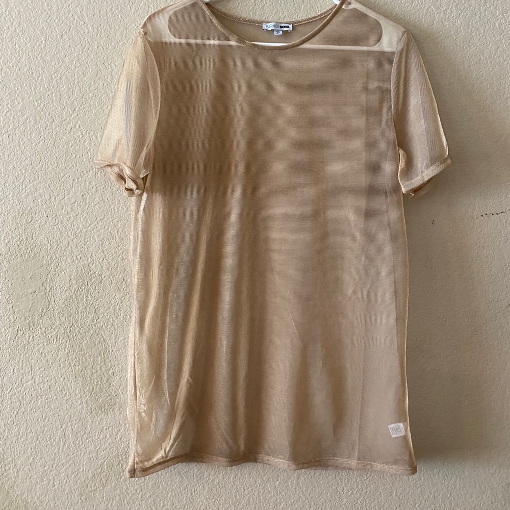 Rose Gold Mesh Top/Cover up